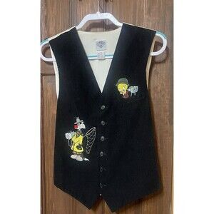 VTG Looney Tunes Tweety And Sylvester Bird Watcher Vest Acme Clothing Co. Small